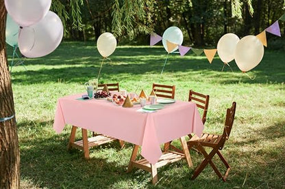 Utopia Kitchen Plastic Table Cloth Disposable (12 Pack - 54x108 Inch) Pink Rectangle Tablecloth Waterproof Stain Resistant Party Table Cover - color: Pink, size: 54X108 Inch - 12PC