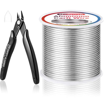 Modacraft 12 Gauge Aluminum Wire - 100 Ft Bendable Craft Wire with Cutter | 2mm Aluminum Wire Soft Craft Wire with Cutter for Sculpting, Jewelry Making, Doll Making, Bonsai Training & DIY - color: Silver, size: 12 Gauge