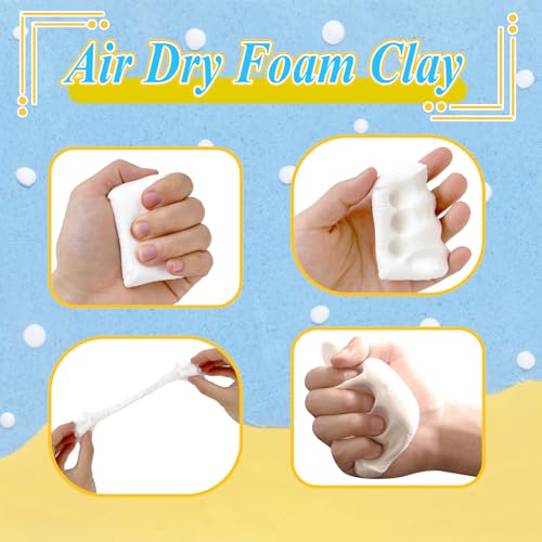 50 Pack White Air Dry Foam Clay,Soft Magic Modeling Clay,Super Light Air Dry Clay for Kids,Arts Craft,Gifts - color: 50-White