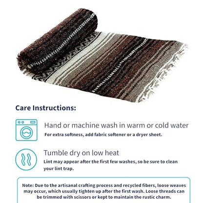 La Montana Bulk Falsa Mexican Blanket, 4 Pack, Dark Brown/Mocha/White - color: Dark Brown/Mocha/White