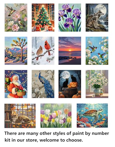 ACIOPPL Book Paint by Numbers for Adults Beginner Flowers Easy Paint by Number Kits on Canvas Floral Book Theme Oil Painting Canvas Acrylic DIY Oil Painting Set for Gift Home Wall Decor 16 x 20 Inch