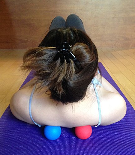 Massage Lacrosse Balls for Myofascial Release, Trigger Point Therapy, Muscle Knots, and Yoga Therapy. Set of 2 Firm Balls (Blue and Red) - color: Blue and Red
