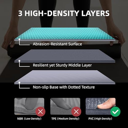 GymCope Large Exercise Mat for Home Workouts, 12x6/10x6/9x6/8x6/7x5/6x4 ft - color: 6'*4'Dark Grey