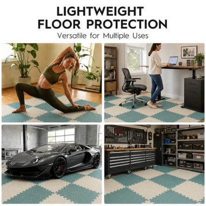 18 Pcs EVA Foam Floor Tiles, Puzzle Exercise Mat Set for Gym - color: Sage Gray Duo