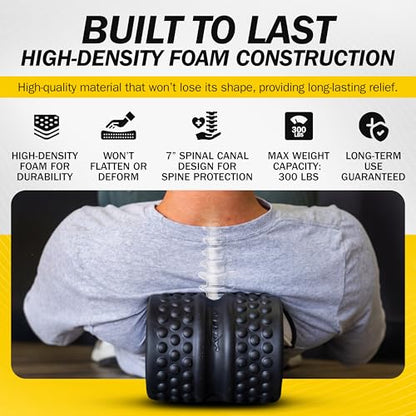 Rolflex SpineAline Foam Roller – Ergonomic Deep Tissue Spine Alignment Tool | Spine, Neck, Leg and Back Stretcher – Lightweight, Durable & Portable Muscle Rollers – Supports Up to 300 lbs – Black