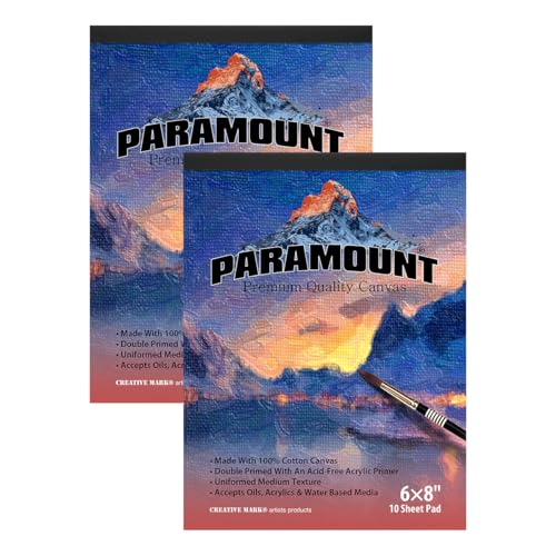 Paramount Universal Primed Premium Cotton Canvas Pads - 2 Pack - 6" x 8"- Universal Double Primed Cotton Canvas Pads for Drawing, Painting, Travel, & More - size: 6" x 8"