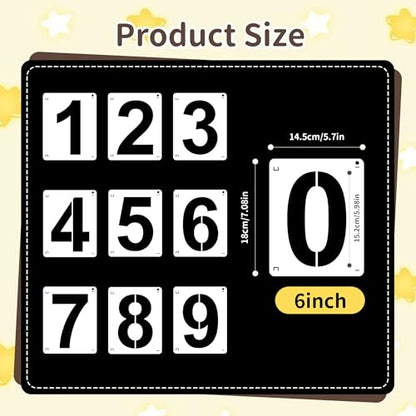 6Inch Number Stencils,10Pcs Plastic Stencils Reusable Curb Stencil Kit | Washable 0-9 Large Number Stencil for Address Painting,Digital Templates for Spray Painting,DIY Crafts,Address Signs - size: 6Inch