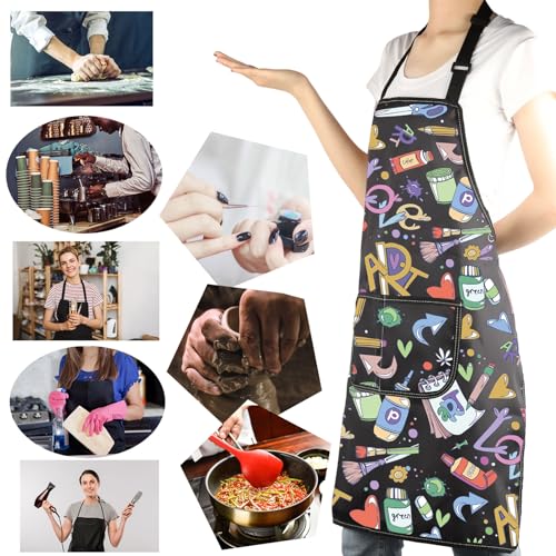 MBMSO Painting Artist Apron with Pockets Artist Painter Gifts Art Lover Gift for Art Teacher Student Painter Apron Waterproof - color: Love Art A-black6