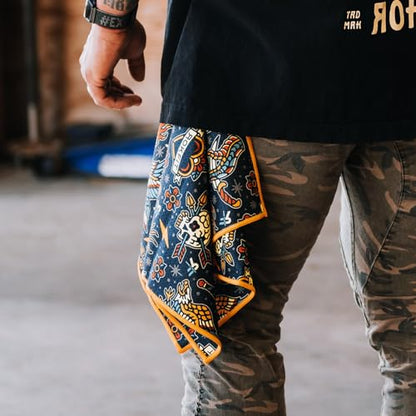 RokFit Gym & Golf Towel – Multi-Use, Quick-Dry, Durable Utility Towel with Bold Graphic and Carabiner Clip (Tattoo Flash Pattern) - color: Tattoo Flash Pattern