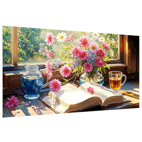 YOYA Large Diamond Art Kits for Adults, Flowers, 27.5 x 15.7 Inch | 5D Large Diamond Painting Kits, DIY Round Full Drill Diamond Art Flowers, Diamond Painting Gem Art and Crafts, Home Decor - color: Flowers 017