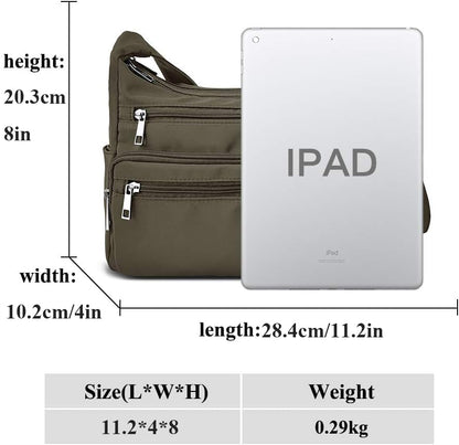 VOLGANIK ROCK RFID Purses for Women Fabric Nylon Multi Pocket Crossbody Bag Ladies Travel Handbag - color: Army Green, size: Standard