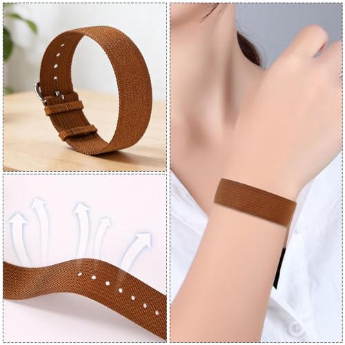 Replacement Nylon Loop for Hume Band, Soft Breathable Woven Wristband with Adjustable Metal Buckle for Hume Health Band Fitness Tracker All-Day Comfort Wear - color: brown