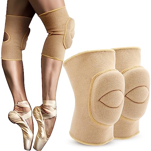 무릎 패드 배구 소녀 어린이 청소년 여성 남성 19.8cm(7.8인치) 두께 패딩 댄스 무릎 패드 부드럽고 신축성 있는 무릎 보호대 통기성 무릎 보호대 농구 축구 레슬링 폴 댄스 요가 무릎 슬리브 1쌍 - color: 누드, size: Large
