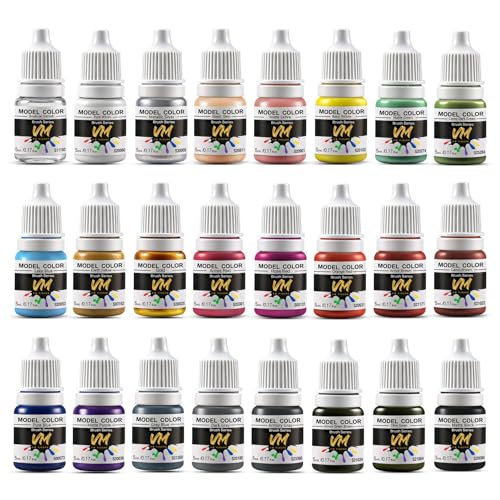 VM Wargame Color Model Paint,Acrylic Paint for Miniature Figure Model,Craft | 5ml x24 Bottles Miniature Paint Kit for Game Figures Plastic Model Painting for Figurines Scale Models - color: 24 Color Wargame Color Set