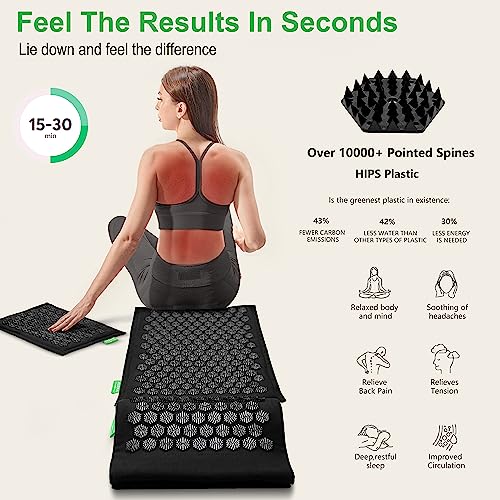Acupressure Mat and Pillow Set - Full Body Acupuncture Mat | Premium Eco-Friendly Linen and Coconut Fiber Mat. Ideal for Full Body Pain Relief, Stress Reduction & Muscle Relaxation - size: XL-5Piece