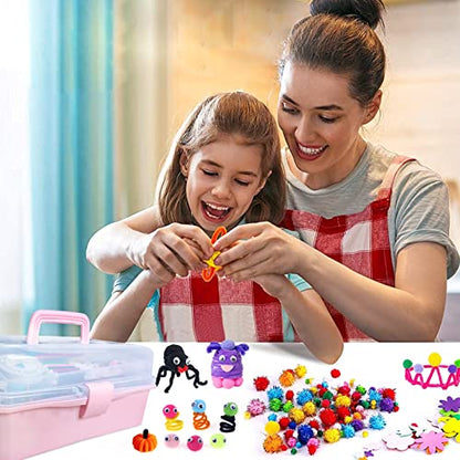 Itopstar 3000 Kids Arts and Crafts Supplies for Kids Crafting Supply in 3 Layered Plastic Art Box All in One Ages 8 9 10 11 & 12 Year Old Girls & Boys Crafting Supply Set - color: Pink 3000pcs