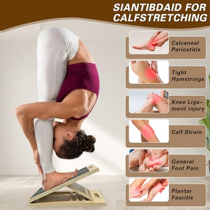 Slant Board for Calf-Stretching - Adjustable Wooden Incline Wedge Stretcher for Squats, Foot & Ankle Mobility, Portable Fitness Equipment, Balance Block for Heel Stretch,300 LBS Capacity