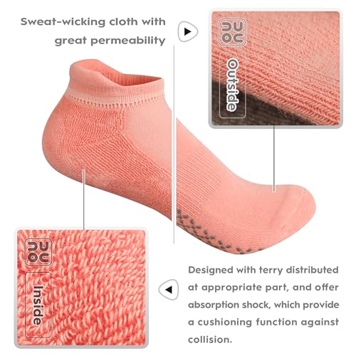 unenow Unisex Non Slip Grip Socks for Yoga Pilates Barre Home & Hospital - color: 4 Pairs-black/Light Grey/Beige/Pink, size: Small