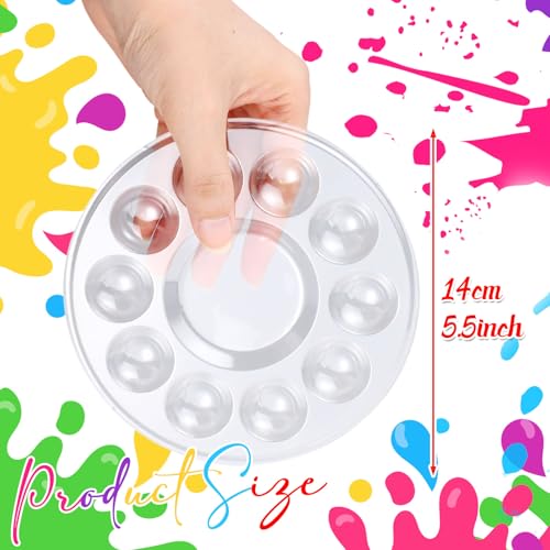 AmazingSpark 200 Pcs Paint Tray Palettes 5.5 in Clear Disposable Round Plastic Paint Palette Bulk Watercolor Craft Supplies for Art Class, DIY Craft, Painting Party, Birthday Party - style: Round