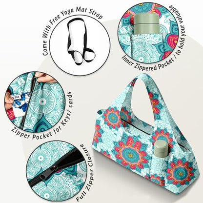 Yoga Mat Bag for Women Men Large Yoga Bag Travel - color: Green