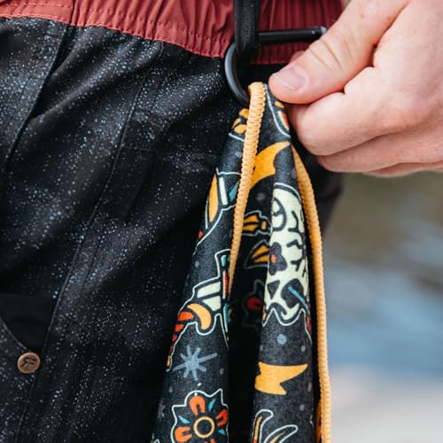 RokFit Gym & Golf Towel – Multi-Use, Quick-Dry, Durable Utility Towel with Bold Graphic and Carabiner Clip (Tattoo Flash Pattern) - color: Tattoo Flash Pattern