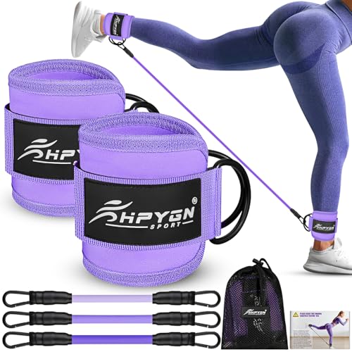 HPYGN Ankle Resistance Bands, Ankle Bands for Working Out with Cuffs, Resistance Bands for Leg Butt Training Workout Equipment for Kickbacks Hip Gluteus Training, Ankle Strap with Exercise Bands - color: Purple