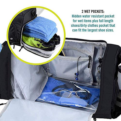 Ultimate Gym Bag 2.0: The Durable Crowdsource Designed Duffel Bag with 10 Optimal Compartments Including Water Resistant Pouch - color: Black, size: Small (15")