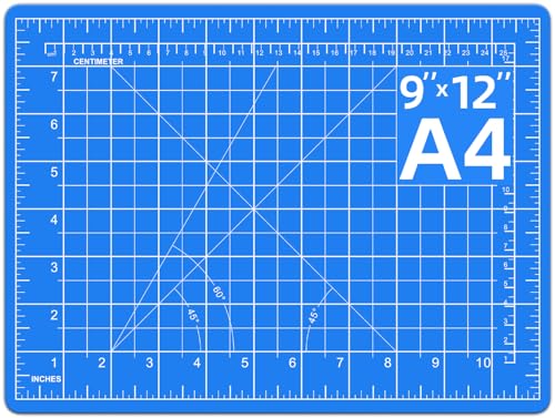 DIYSELF 9in×12in Cutting Mat, A4 Self Healing Craft Mat for Sewing | A4 Cutting Mat for Fabric, Quilting and Scrapbooking, 5-Ply Double-Sided Craft Cutting Board with Printed Grid - color: Blue, size: 12"L x 9"W