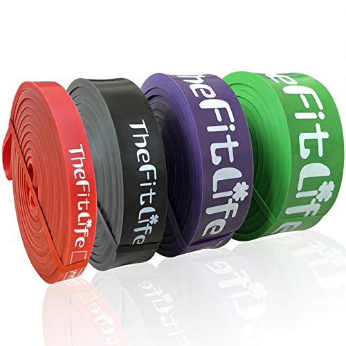 TheFitLife Pull Up Assistance Bands Heavy Duty Resistance Bands for Workout | Long Exercise Bands for Pull Up Assist, Strength Training, Full Body Workout, Home Gym Fitness, CrossFit & Muscle Building - color: Red/Black/Purple/Green