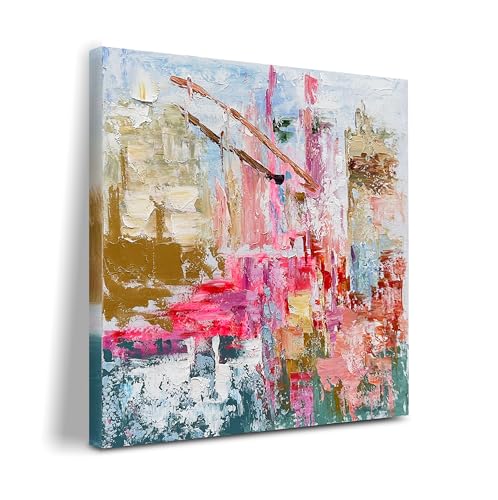 Art Hand-Drawn Thick-Textured Color Abstract Oil Painting 24x24 inches Modern Style Art for Home Office Corridor wall Decoration. - color: Yi147