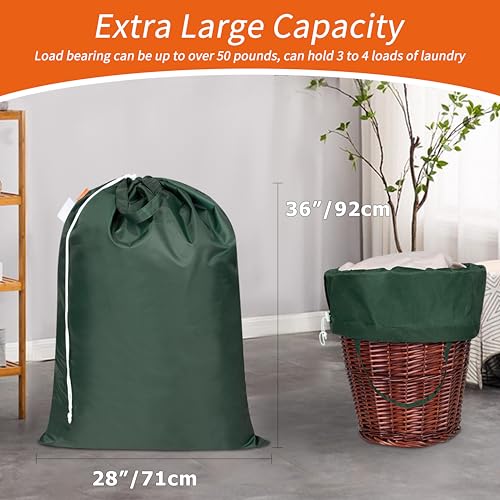 Polecasa 2 Pack Extra Heavy Duty Laundry Bag with Handles, Green, 28x36" - color: Green, size: 28" x 36" | 2 Pack