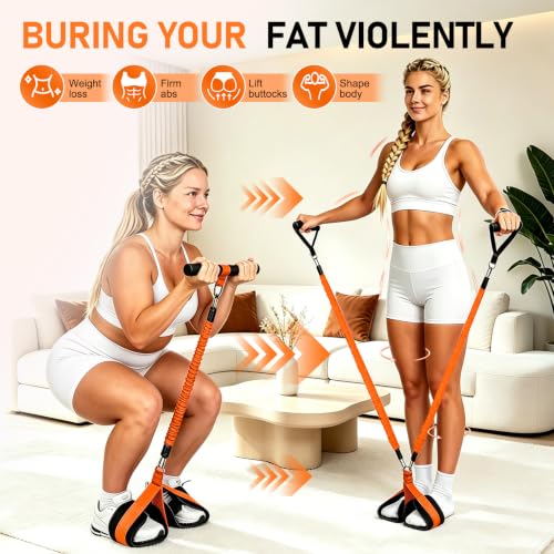 Multifunctional Pedal Resistance Band with Handles for Women Men - color: Orange