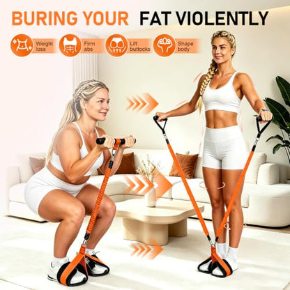 Multifunctional Pedal Resistance Band with Handles for Women Men - color: Orange