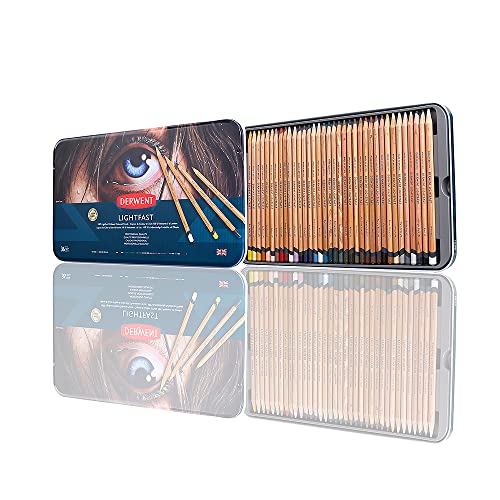 Derwent Lightfast Colored Pencils 36 Tin, Set of 36, 4mm Wide Core, 100% Lightfast, Oil-based, Premium Core, Creamy, Ideal for Drawing, Coloring, Professional Quality (2302721) - size: 36 Count (Pack of 1)