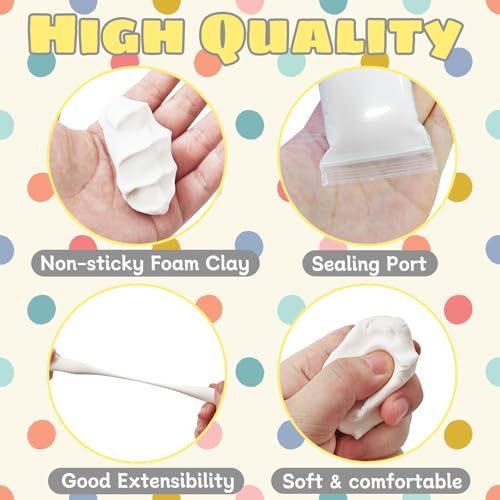 36 Pack White Air Dry Foam Clay,12.6oz Modeling Foam Clay,White Soft Modeling Clay for Arts & Crafts,Birthday Gift,Family & Classroom Rewards - color: 36 white