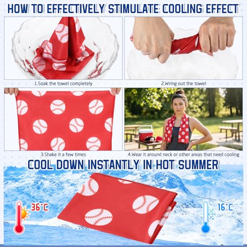FuWeave 12 Pcs Baseball Cooling Towels Gifts 40 x 12 Inch - color: Baseball, size: 40 x 12 inches