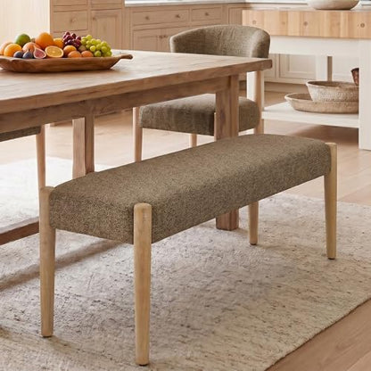 Usaint 42" End of Bed Bench with Wood Legs, Dark Brown with Oak Leg - color: Dark Brown With Oak Leg