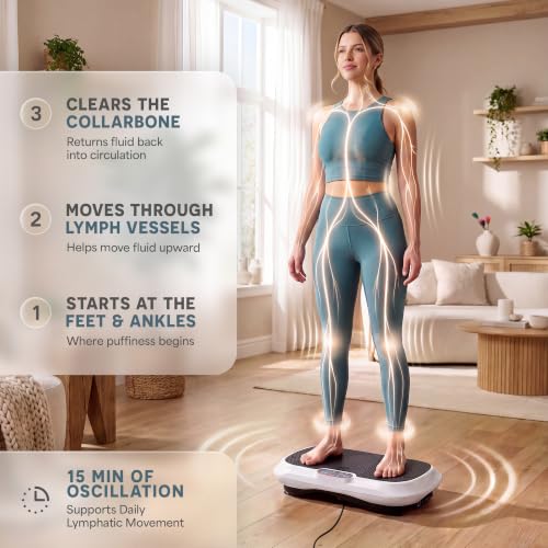 Lifepro Waver Vibration Plate Exercise Machine with 99 Speeds & 10 Presets | Resistance Bands, Non-Slip Surface, 330 lbs Capacity — Vibration Plate for Lymphatic Drainage, Body Toning, Full-Body Workout - color: White
