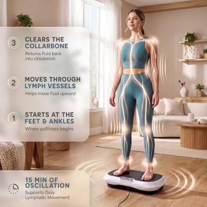 Lifepro Waver Vibration Plate Exercise Machine with 99 Speeds & 10 Presets | Resistance Bands, Non-Slip Surface, 330 lbs Capacity — Vibration Plate for Lymphatic Drainage, Body Toning, Full-Body Workout - color: White
