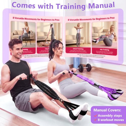 Pedal Resistance Band with Handle, Upgraded 6-Tube Exercise Bands - color: Upgraded Purple
