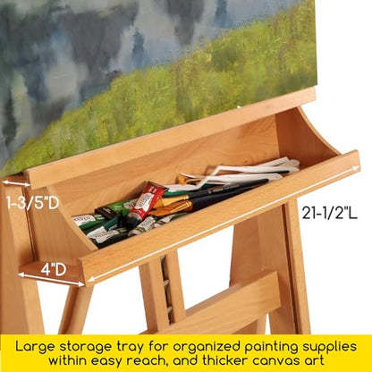 MEEDEN Extra Large Heavy-Duty H-Frame Studio Easel - Solid Beech Wooden Artist Professional Easel, Painting Art Easel Stand with 4 Premium Locking Silent Caster Wheels, Hold Max 82" - color: Natural, size: Large
