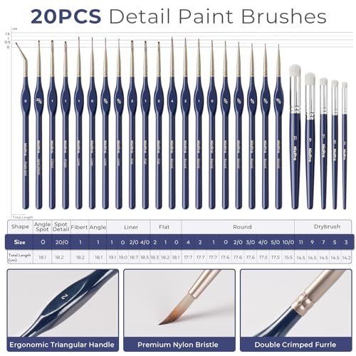 Nicpro Professional Miniature Painting Kit - 25PCS Miniature Paint Brushes Drybrush with Magnetic Painting Handle, Model Paint Brushes for Miniatures, Model, Craft, Acrylic Painting, with Nylon Bag - color: Blue
