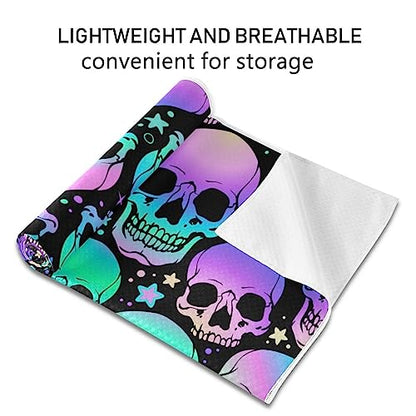 Yoga Mat Towel Colorful Skull, 73" x 27" - color: Colorful Skull