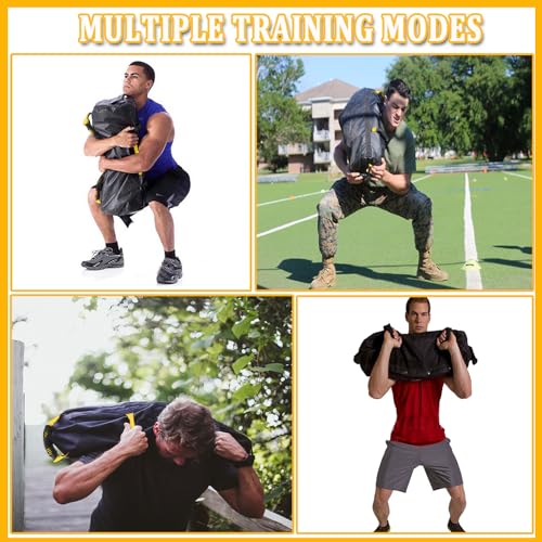 Taeku Fitness Sandbag with Handles, Adjustable Weight Training Bag | 1000D Oxford Fabric, Six Handles, Three Filler Bags, Adjustable Weight, Waterproof, Home Gym & MMA - color: Yellow