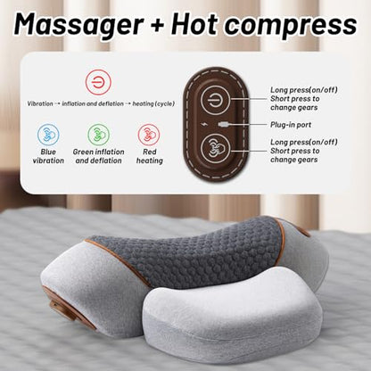 Pillow Massage Neck Hump,New 3-in-1 Pillow Traction Massager,Memory Foam for Neck Pain Relief, Ergonomic Neck Massager for Shoulder Back