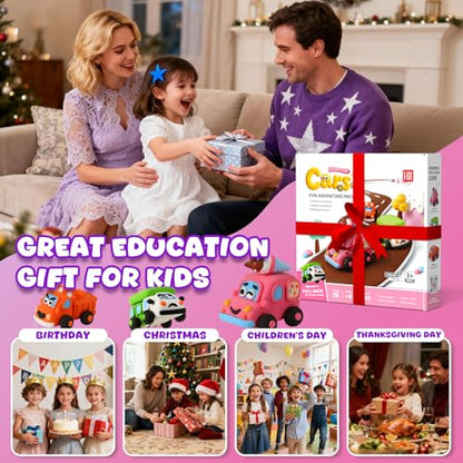 Air Dry Clay Kit for Kids - 3 Boxes Pull Back Car Making | Modeling Clay with Sculpting Tools, Base, Backing Board, Tutorial, Ultra Light & Soft, Creative DIY Arts and Crafts Toys - color: Fun Adventure Park