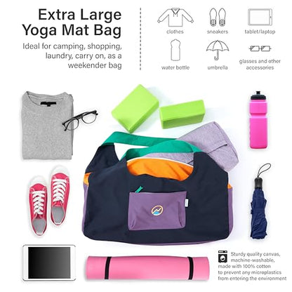 JoYnWell Yoga Bags and Carriers Fits All Your Stuff, Extra Large Yoga Mat Bag Full Zip Yoga Mat Bag with 3 Zipper pockets - color: Black-Multicolor