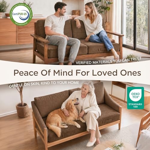 Codi Couch Cushion Replacements 2 Pack, 5 Inch High-Density Foam, 24 Inch - color: Coffee, size: 24 Inch (Pack of 2)