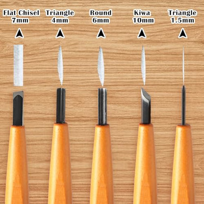 WILLBOND 5 Pcs Linoleum Carving Tool Set Wood Handle Linocut,Assemble | V Shaped Chisel for Printmaking, Triangular Grip, Rubber Stamp Making, Block Cutting Kit, Woodcarving Projects - style: Assemble