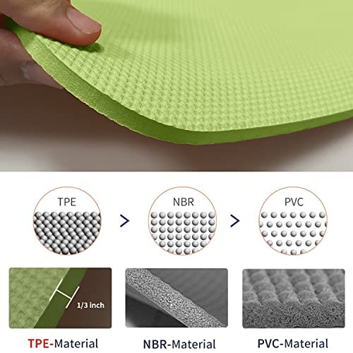 Hatha Yoga TPE Yoga Mat 72"x 27"x1/3" Non-slip Exercise Mat - color: green